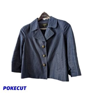 Talbots Cropped Navy cotton/linen blend jacket, size 4 GUC